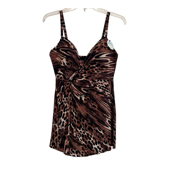 Miraclesuit Ociat Adora Swim Dress Animal Print Underwire Women's Size 10 NEW - Picture 1 of 6